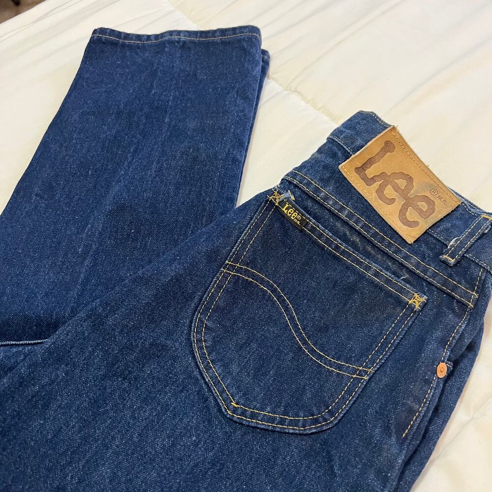 Vintage Lee High Waisted‎ Jeans Womens 28x33 Straight Leg Rigid Dark Wash Denim